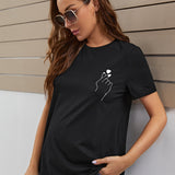 Camiseta Grafica Para Maternidad Con Gesto Y Corazon