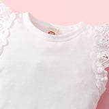 Baby Girl 1pc Guipure Lace Trim Bodysuit