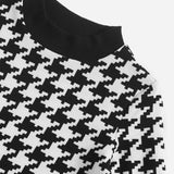 Vestido De Cuello Simulado De Corte Houndstooth Para Ninas Jovenes