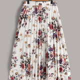 Niñas falda con estampado floral fruncido con cinturón