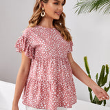 Maternidad Top con estampado floral bajo con fruncido