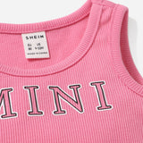 Camiseta Sin Mangas Asimetrica Con Grafico De Letras Para Nina