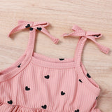 Conjunto De Vestido De Mono Y Diadema Para Bebe Nina Con Diseno Impreso De Corazones