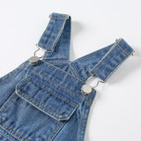 Young Girl Ripped Raw Hem Overall Denim Dress