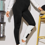 Maternidad Leggings con estampado de letra de cintura ancha