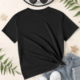 1 Pieza De Camiseta Con Mangas Cortas Impresa Con Diseno De Taza De Cafe Y Gradiente De Colores Para Ninas Adolescentes Para El Verano