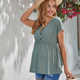 Maternidad Camiseta escote V con boton delantero peplum