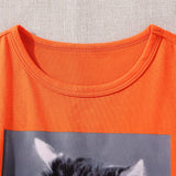 Chicas Camiseta con estampado de gato y slogan