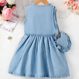 Young Girl Button Front Denim Dress