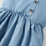 Young Girl Button Front Denim Dress