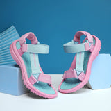 Chicas sandalias con diseño de cinta con letra cierre de gancho y bucle deportivo deportivo exterior de tela