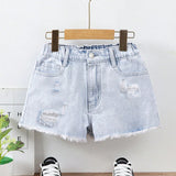 Chicas Shorts mezclilla desgarro bajo crudo