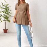 Maternidad Camiseta tejido waffle peplum