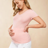 BASICS Maternidad Camiseta unicolor escote V