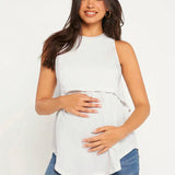 BASICS Maternidad Top tank amamantamiento unicolor bajo curvo