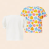 Bebe 2 piezas Camiseta con estampado floral de manga farol