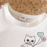 Bebe Vestido estilo camiseta con estampado de dibujos animados