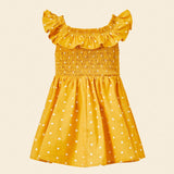 Cozy Cub Bebe Vestido con estampado de lunares ribete con fruncido