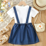 Young Girl 1pc Patched Pocket Pleated Detail Overall Dress