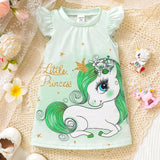 Vestido De Unicornio Y Letra Con Borde De Volante Para Nina Bebe