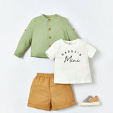 Cozy Cub Bebe nino Shorts con camiseta con estampado de letra & Camisa con boton