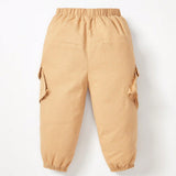 Cozy Cub Bebe Pantalones cargo unicolor con bolsillo con solapa