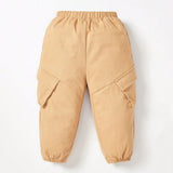 Cozy Cub Bebe Pantalones cargo unicolor con bolsillo con solapa