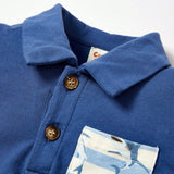 Cozy Cub Bebe Camiseta polo con estampado de rayas con tiburon & Shorts & Sombrero & Bolsa de almacenaje
