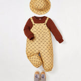 Cozy Cub Bebe nina Pullover unicolor & Mono overol con estampado & Sombrero