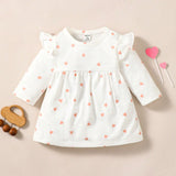 Bebe nina Vestido smock con estampado de corazon ribete con fruncido