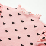 Cozy Cub Bebe nina Top con estampado de corazon ribete con fruncido de cuello alto