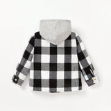 Cozy Cub Prendas de abrigo finas para bebes unisex con diseno con capucha de color en contraste, bolsillo de parche delantero a cuadros