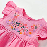 Cozy Cub Bebe nina Vestido smock con estampado floral ribete con fruncido