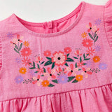 Cozy Cub Bebe nina Vestido smock con estampado floral ribete con fruncido