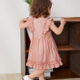 Cozy Cub Bebe Vestido de lunares ribete con fruncido