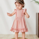 Cozy Cub Bebe Vestido de lunares ribete con fruncido