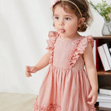 Cozy Cub Bebe Vestido de lunares ribete con fruncido