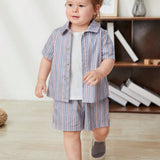 Cozy Cub Bebe nino Camisa con estampado de rayas & Shorts & Camiseta