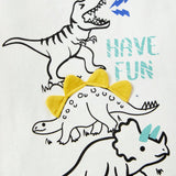 Cozy Cub Bebe nino Camiseta de color combinado con letra & con estampado de dinosaurio en contraste de manga raglan
