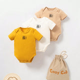 Cozy Cub Body grafico con letras para bebe recien nacido, 3 piezas, con bolsa