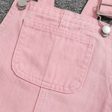 Young Girl Patched Pocket Overall Denim Dress Without Tee