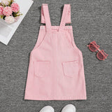 Young Girl Patched Pocket Overall Denim Dress Without Tee