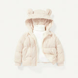 Cozy Cub Abrigo de pana con capucha informal y grueso para nina con bolso de felpa, ideal para el calor del invierno