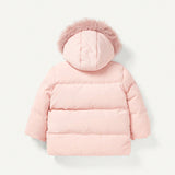 Cozy Cub Bebe nina Abrigo acolchado ribete lanudo con capucha