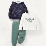 Cozy Cub Bebe nino Sudadera con capucha y pantalon deportivo con estampado de dinosaurio sin camiseta