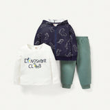 Cozy Cub Bebe nino Sudadera con capucha y pantalon deportivo con estampado de dinosaurio sin camiseta