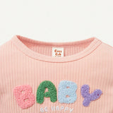 Cozy Cub Bebe nina Camiseta con bordado de letra ribete en forma de lechuga tejido de canale