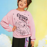 X Care Bears Nina preadolescente Jersey y falda con estampado de oso y letra de hombros caidos