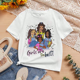 Camiseta Para Ninas Preadolescentes Con Patron De Caracteres Y Lema, Casual Y Comoda