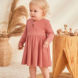 Cozy Cub Bebe nina Vestido smock con boton